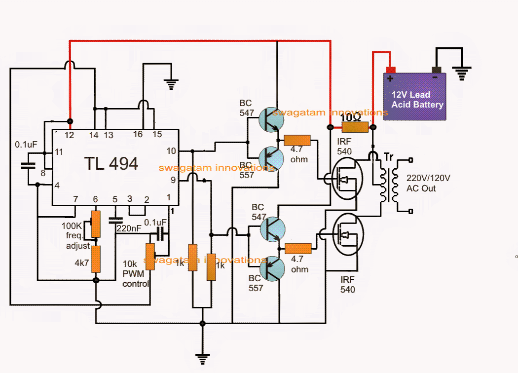 Smps ini menggunakan modul pwm tl494 sirkit sederhana namun handal.dilengakpi dengan fitur sosft on started jadi,jika dinyalakan tidak akan . Ic Tl494 Pwm Modified Sine Wave Inverter Circuit
