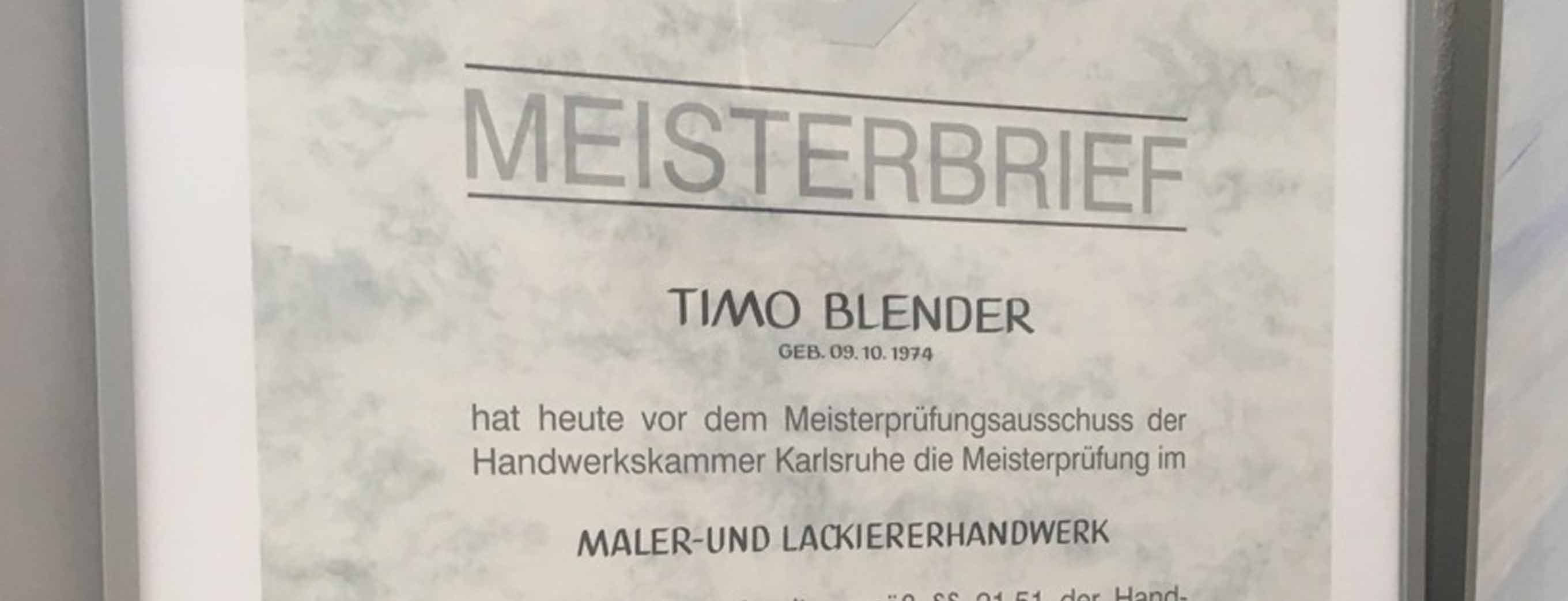 Zertifikate Malermeisterbetrieb Timo Blender