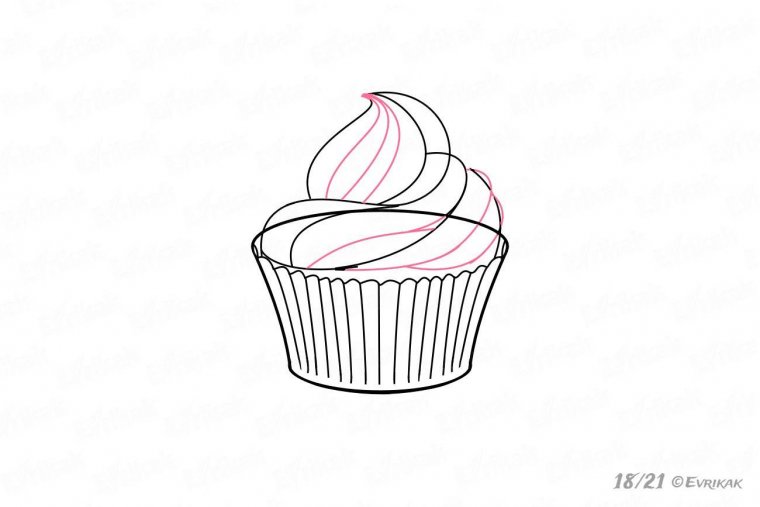как нарисовать пирожное поэтапно