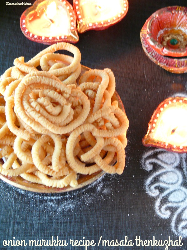 onion murukku recipe /masala thenkuzhal/vengaya murukku Marudhuskitchen