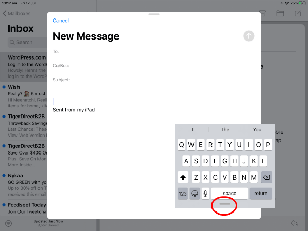 iPad floating keyboard