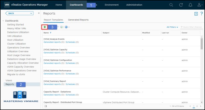 custom report create vrops vrealize operations manager step