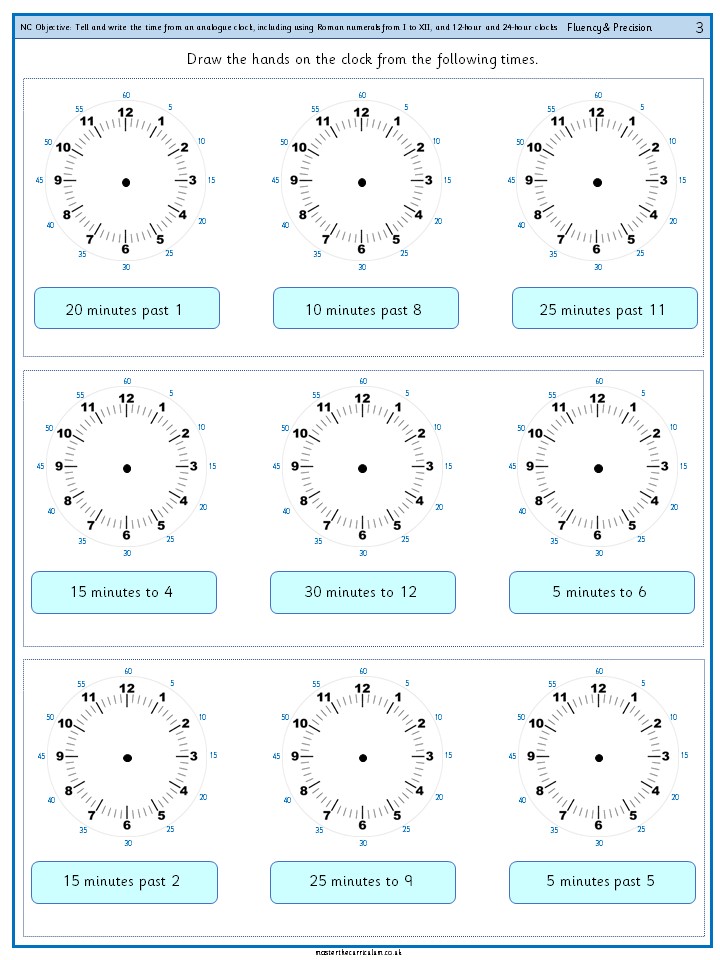 tell and write the time from an analogue clock including using roman numerals from i to xii and 12 hour and 24 hour clocks 2 master the curriculum