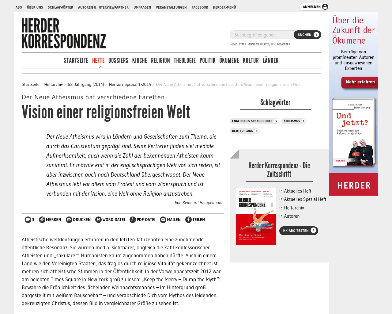 Atheismus Religionskritik Material