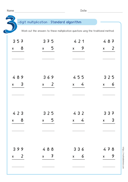 standard algorithm multiplication worksheets pdf partial product method