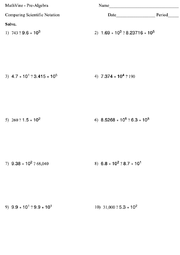 With positive numbers, any number with a greater exponent is greater. Comparing Scientific Notation Mathvine Com