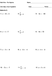 Math teacher · math classroom · teaching math. One Step Linear Equations Mathvine Com
