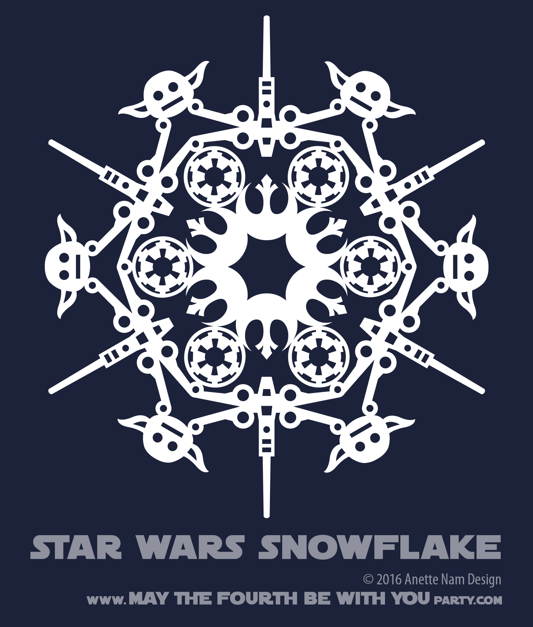 Download files and build them with your 3d printer, laser cutter, or cnc. Star Wars Snowflake Pattern 4 Downloadable May The Fourth Be With You Party