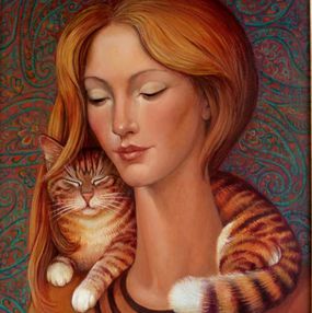 Woman With Cat Von Nelli Tsenova 2019 Gemalde Artsper 754047