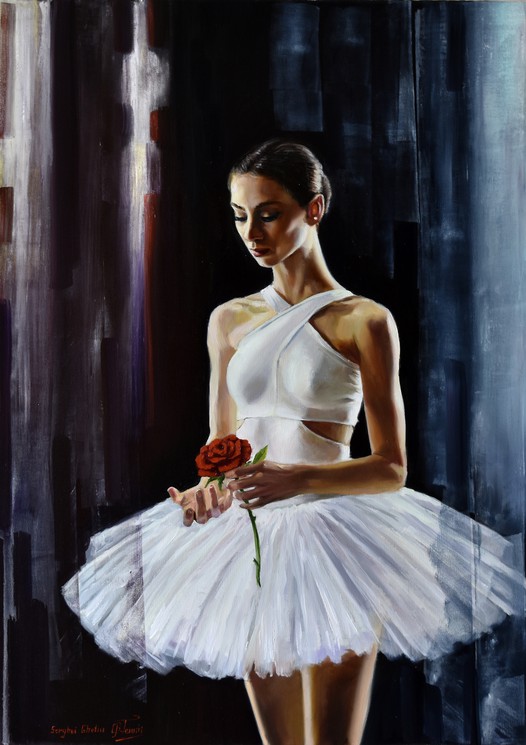 A Ballet Dancer With A Red Rose Von Serghei Ghetiu 2020 Gemalde Artsper 897738