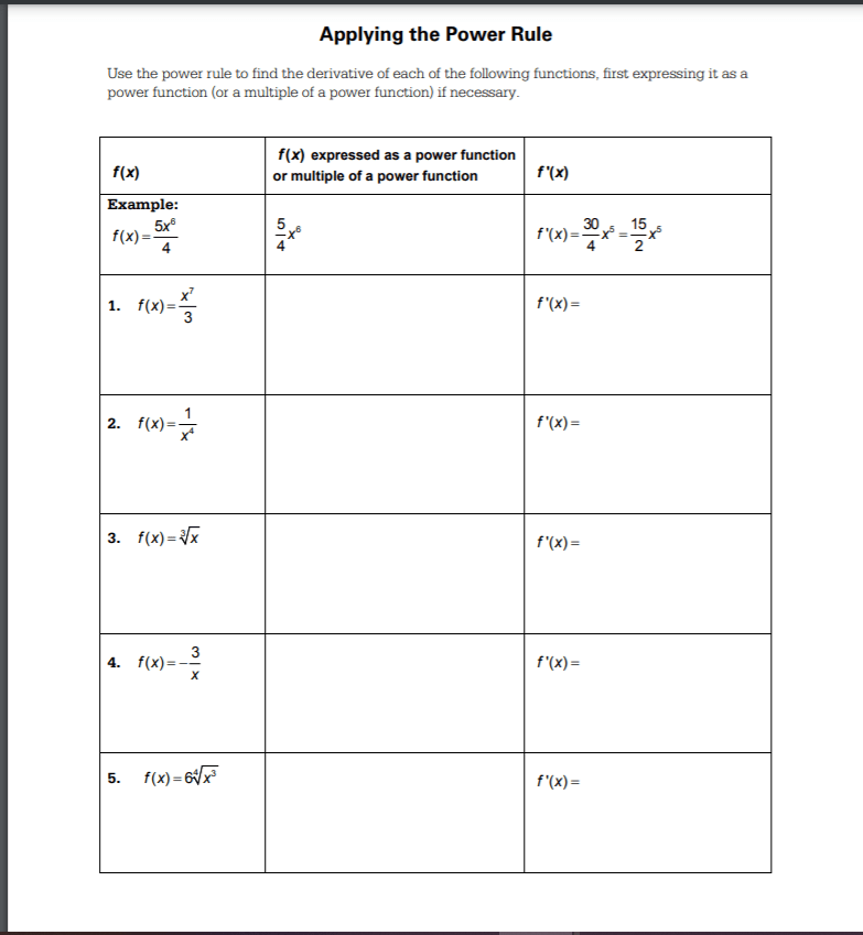 Worksheet by kuta software llc. Solved Applying The Power Rule Use The Power Rule To Find Chegg Com