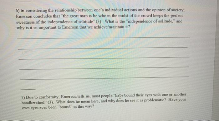 This act outlawed discrimination in public accommodations, housing, and jobs; . Solved Worksheet For Ralph Waldo Emerson S Self Reliance Chegg Com