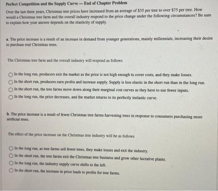 Welcome to snickers gap christmas tree farm! Solved Perfect Competition And The Supply Curve End Of Chegg Com