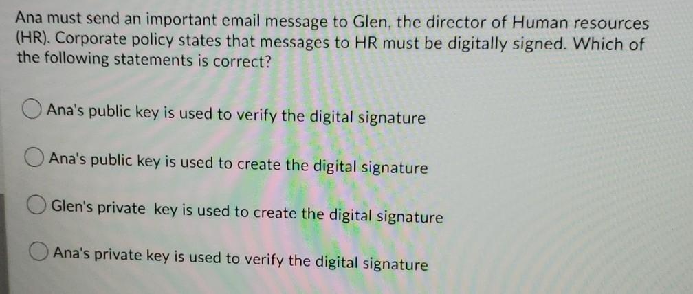 While you’re using a computer that runs the microsoft windows operating system or other microsoft software such as office, you might see terms like “product key” or perhaps “windows product key.” if you’re unsure what these terms mean, we c. Solved Ana Must Send An Important Email Message To Glen The Chegg Com