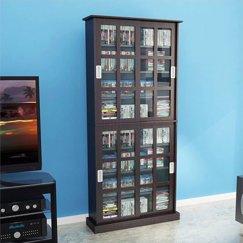 Sophisticated cabinet for traditional living rooms and upscale . 72" Windowpane Media Cabinet in Espresso - 94835757