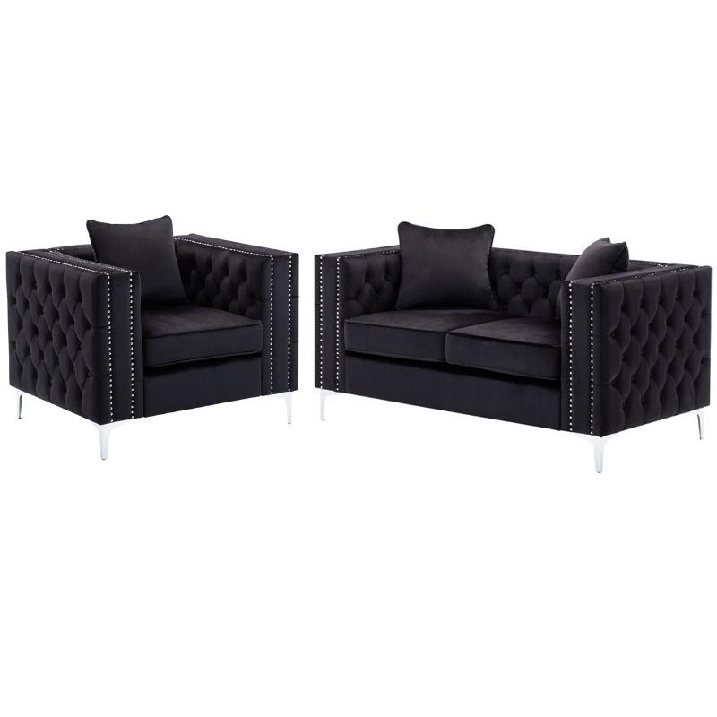 We are located in burnaby, bc, canada and sell to customers in the united states and canada. Home Square 2 Piece Velvet Loveseat And Chair Set In Black Cymax Business
