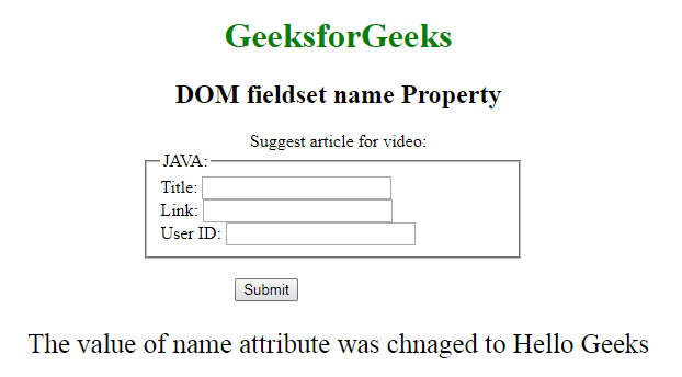 HTML | DOM Fieldset name 属性 | 码农参考