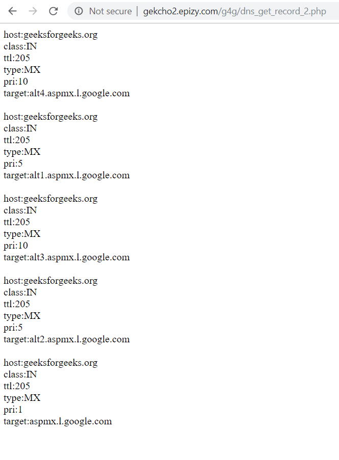 Php dns get record 