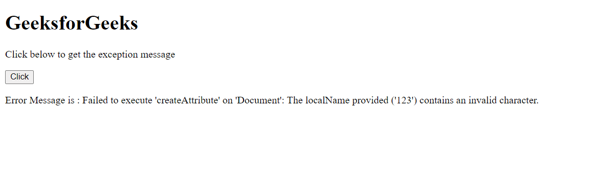HTML DOMException message 属性 | 码农参考