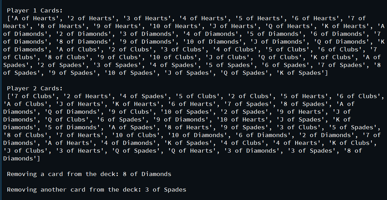 16/05/2017 · import random guessestaken = 0 print ('hello! Shuffle A Deck Of Card With Oops In Python Geeksforgeeks
