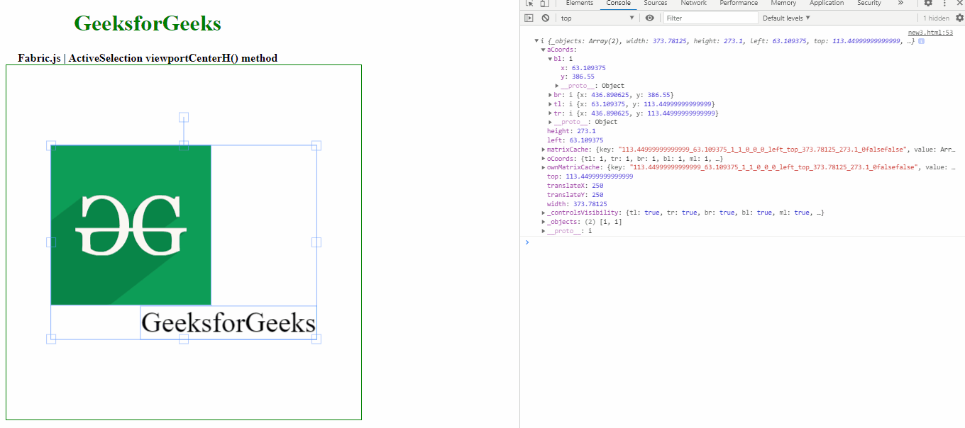 Fabric.js ActiveSelection viewportCenterH() 方法 码农参考
