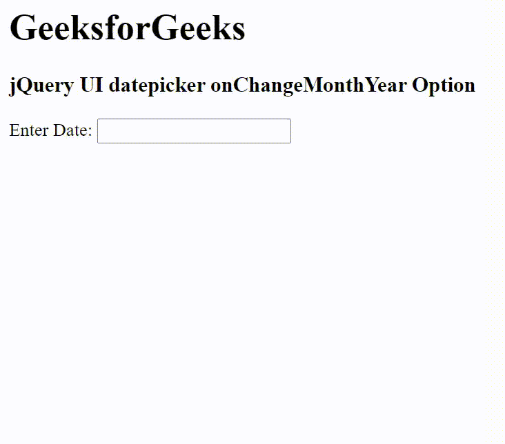 jQuery UI Datepicker onChangeMonthYear 选项 码农参考