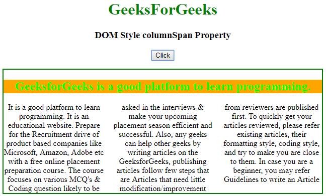 HTML | DOM 样式 columnSpan 属性 | 码农参考