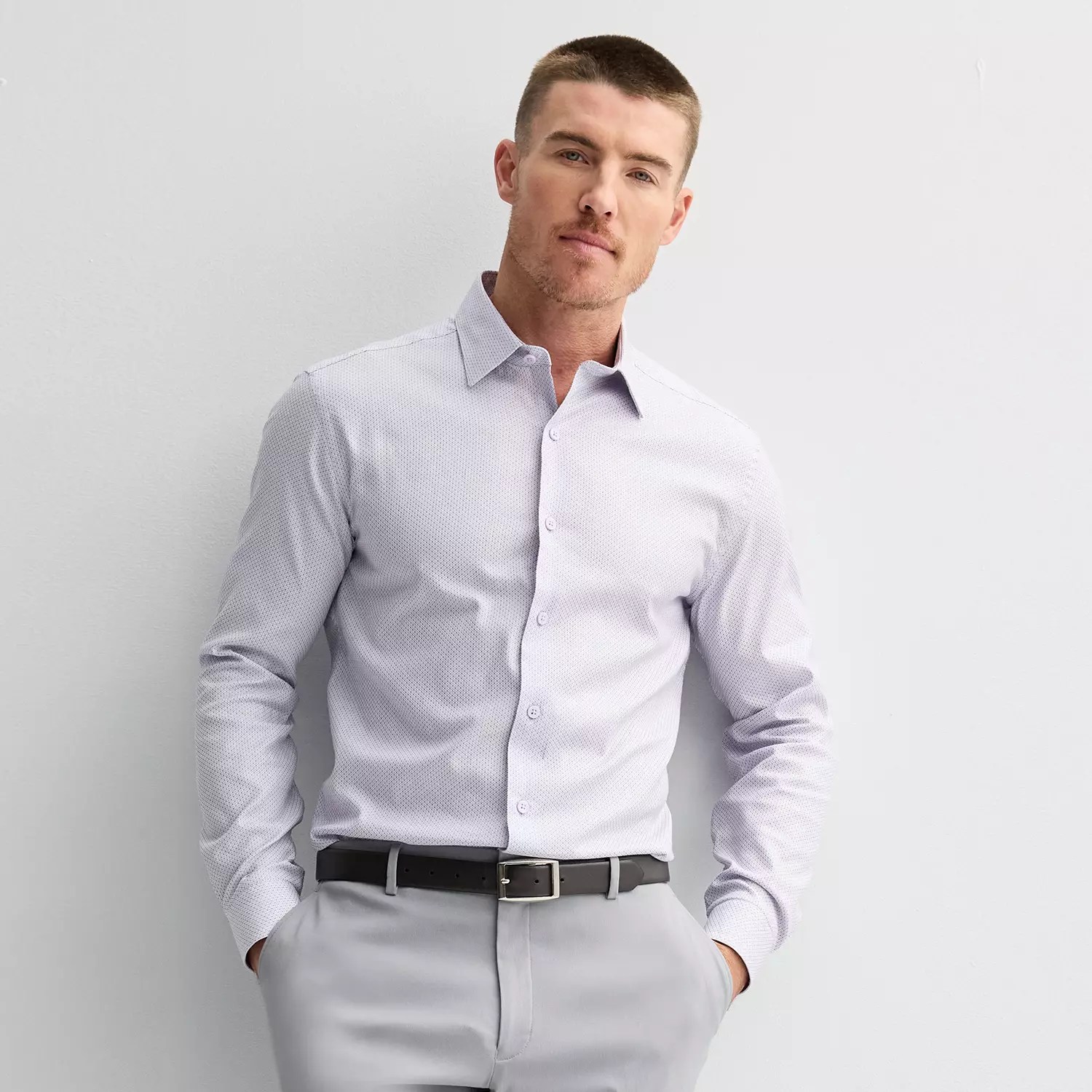 ONLY .99 (regularly )  Apt. 9 Premier Flex Slim-Fit Dress Shirt (Purple Mini Geo)