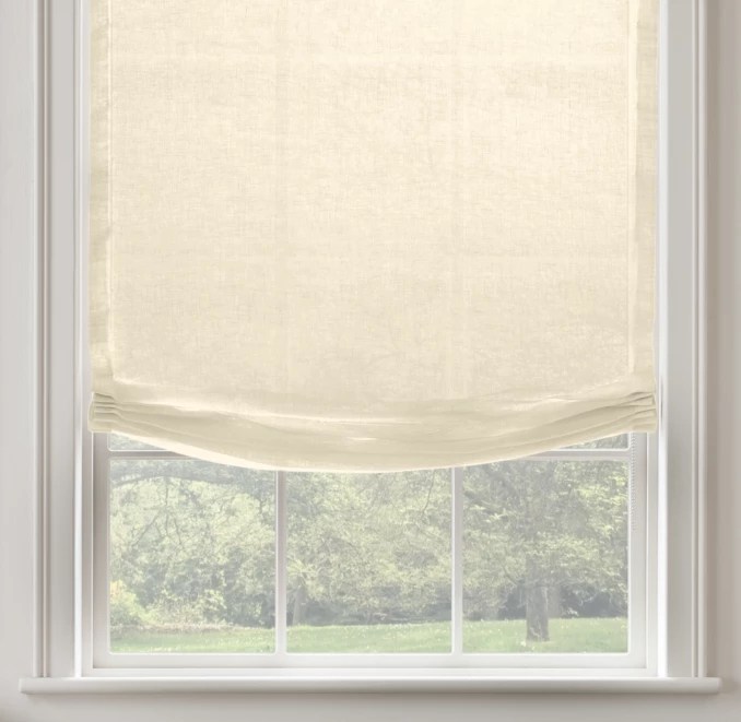 Hold the shade in place and mark the desired bracket locations with a pencil. Belgian Sheer Linen Relaxed Roman Shade