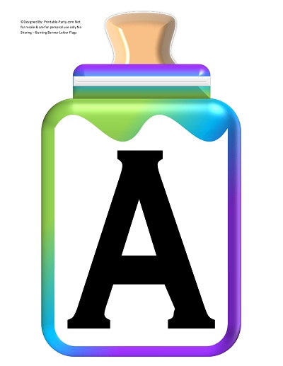 free large green blue purple baby bottle banner letter printable party com