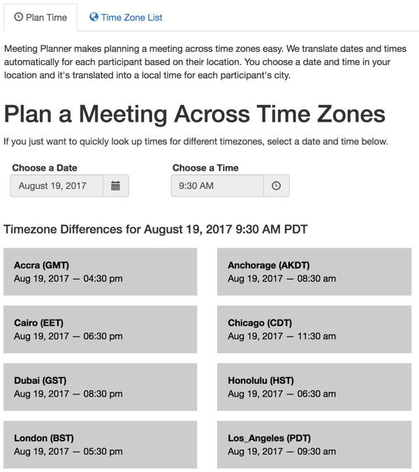World Time Converter for Planning Meetings Meeting Planner