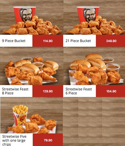Help you to bring the store to all over the world no matter the languages. Kfc Za Menu Prices