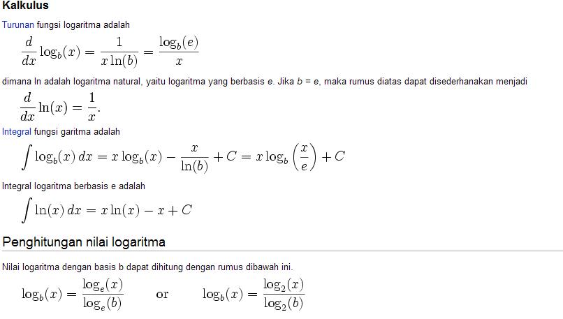 Naravni logaritem ln a se lahko definira kot integral: Logaritma Mereka Berkata