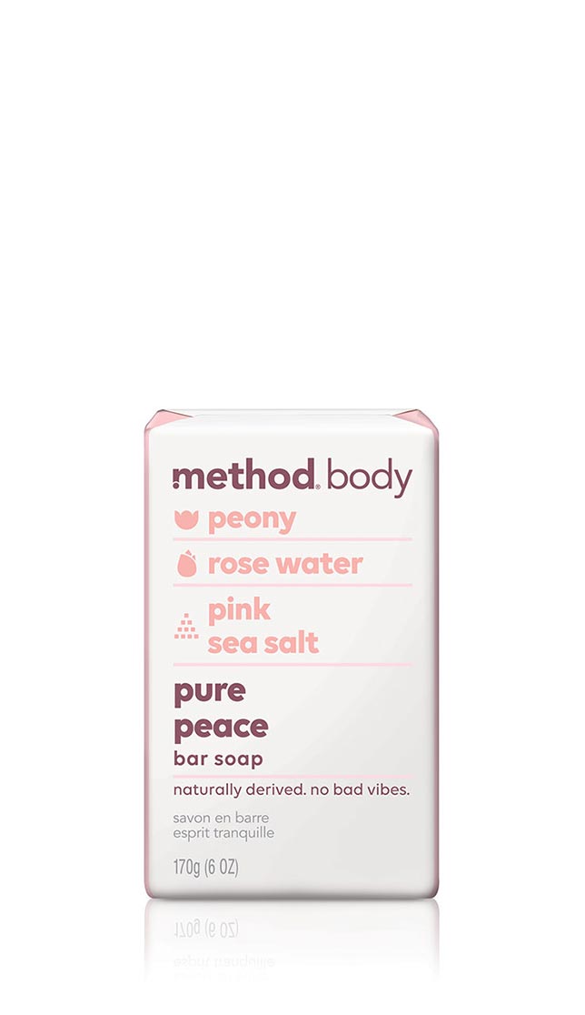 Pour into detergent tray or directly into machine. method body bar soap | pure peace | method