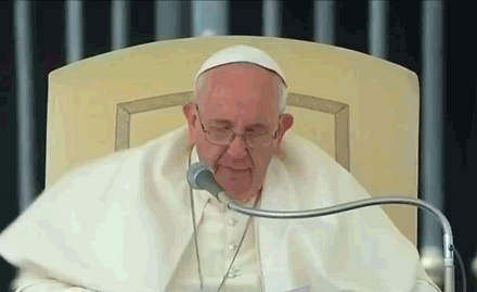 A gust of wind at the Vatican seems to have sent the Pope into an ...