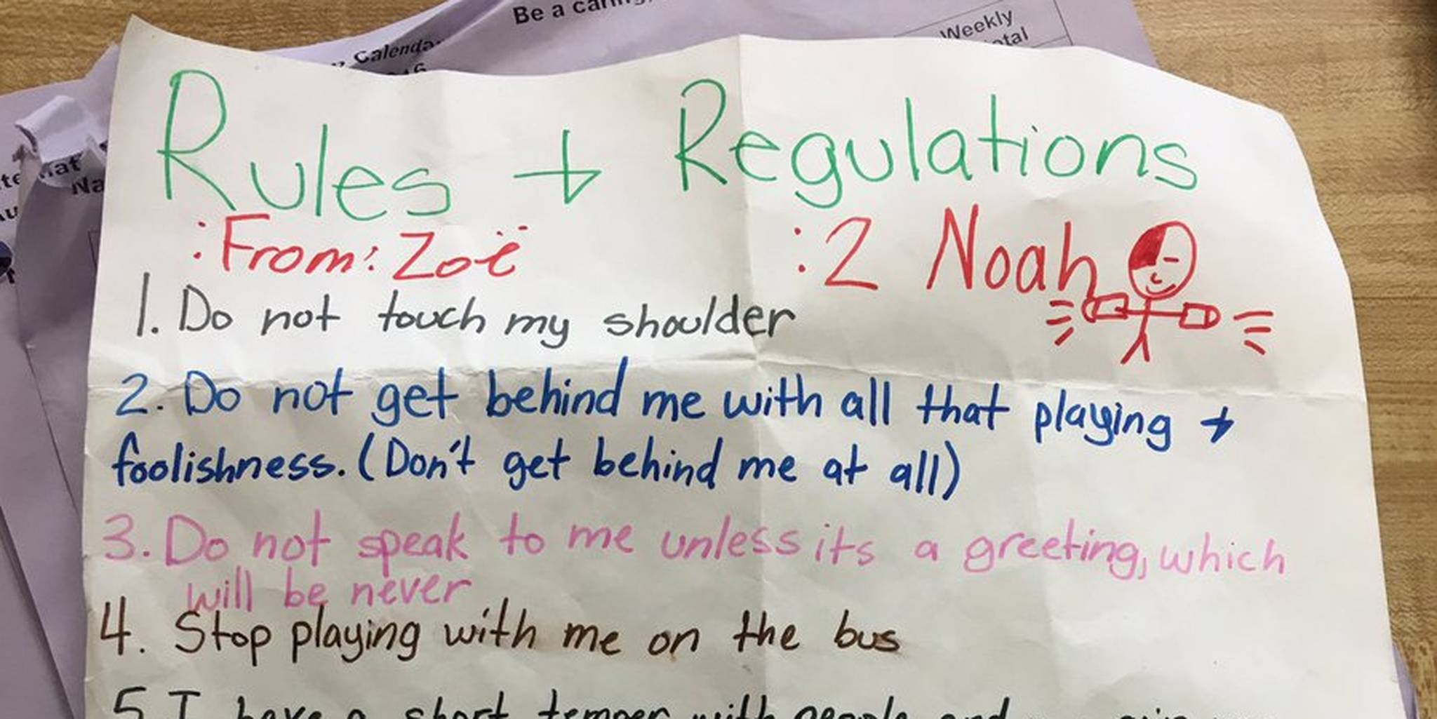 Kid writes intense list of rules for boy who has a crush