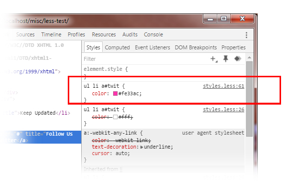 Working With Less Atom And Chrome Developer Tools Michael Soriano
