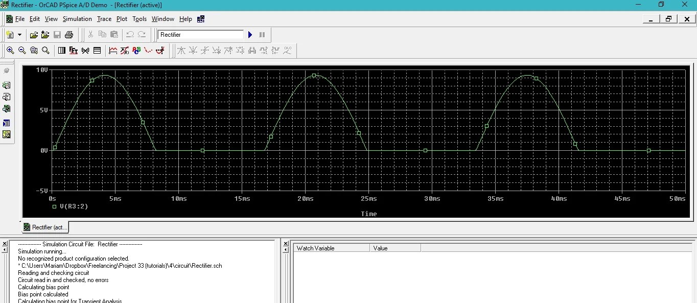 Simulation of rectifiers in Pspice tutorial 4 Microcontrollers Lab
