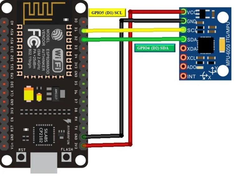 MPU-6050 with ESP8266 NodeMCU (Arduino IDE) - Display on OLED