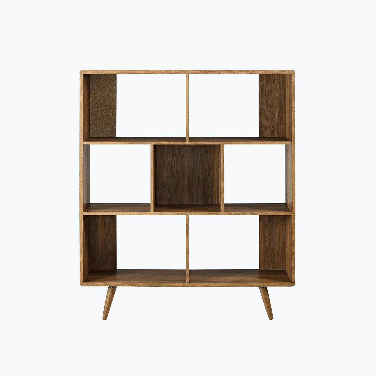 Offset Wood Bookcase, Walnut MidCentury Modern Decor MidMod