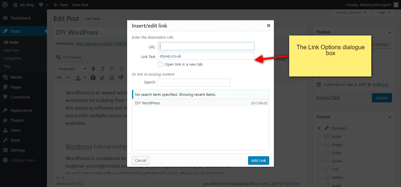 If you wish to edit a link already in your content, you can place the cursor anywhere on that link and click the pencil icon. How to quickly and easily make WordPress links using text hyperlinks