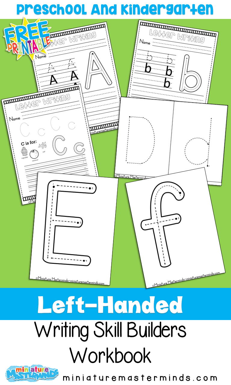 writing practice and letter formations for left hand preschool and