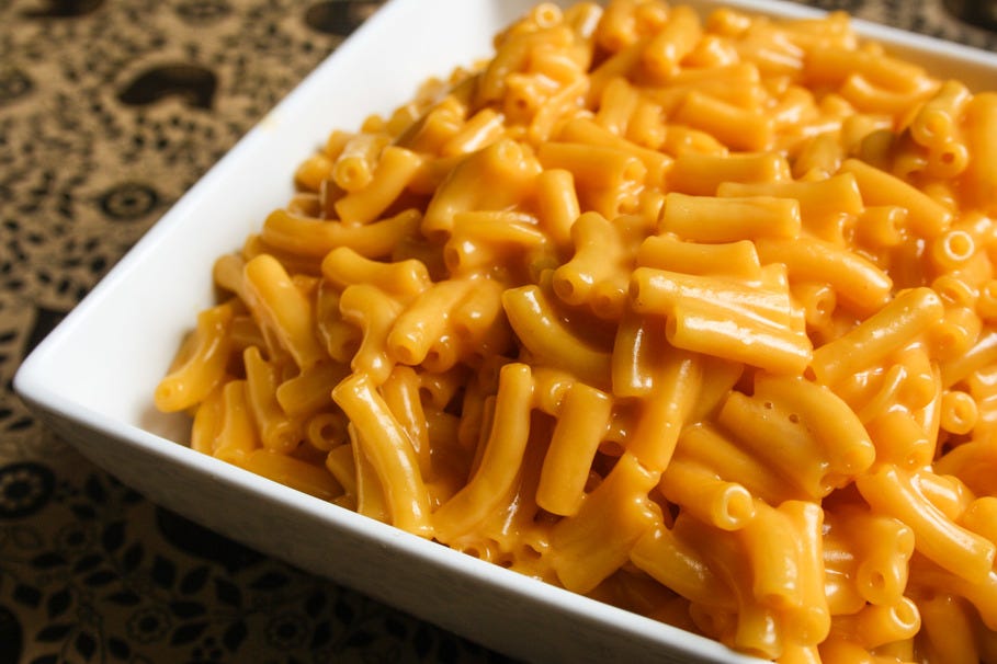 This cauliflower mac and cheese baked dish has all the makings of a cheesy pasta dinner—with a sneaky boost of nutritious cauliflower hidden inside for a lighter weeknight meal. Dear Kraft: Mac Nâ Cheese Boxes Are the Wrong Size for Adults