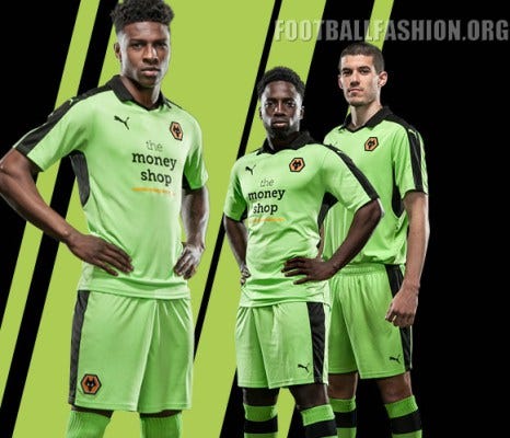 The new wolverhampton wanderers home jersey combines the main color glow green with black. Wolverhampton Wanderers Fc 2016 17 Puma Away Kit By Lamar Oscar Medium