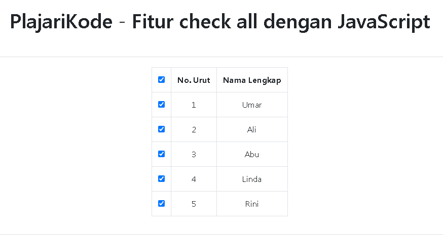 Membuat fitur select all checkbox dengan JavaScript | by PlajariKode |  Medium