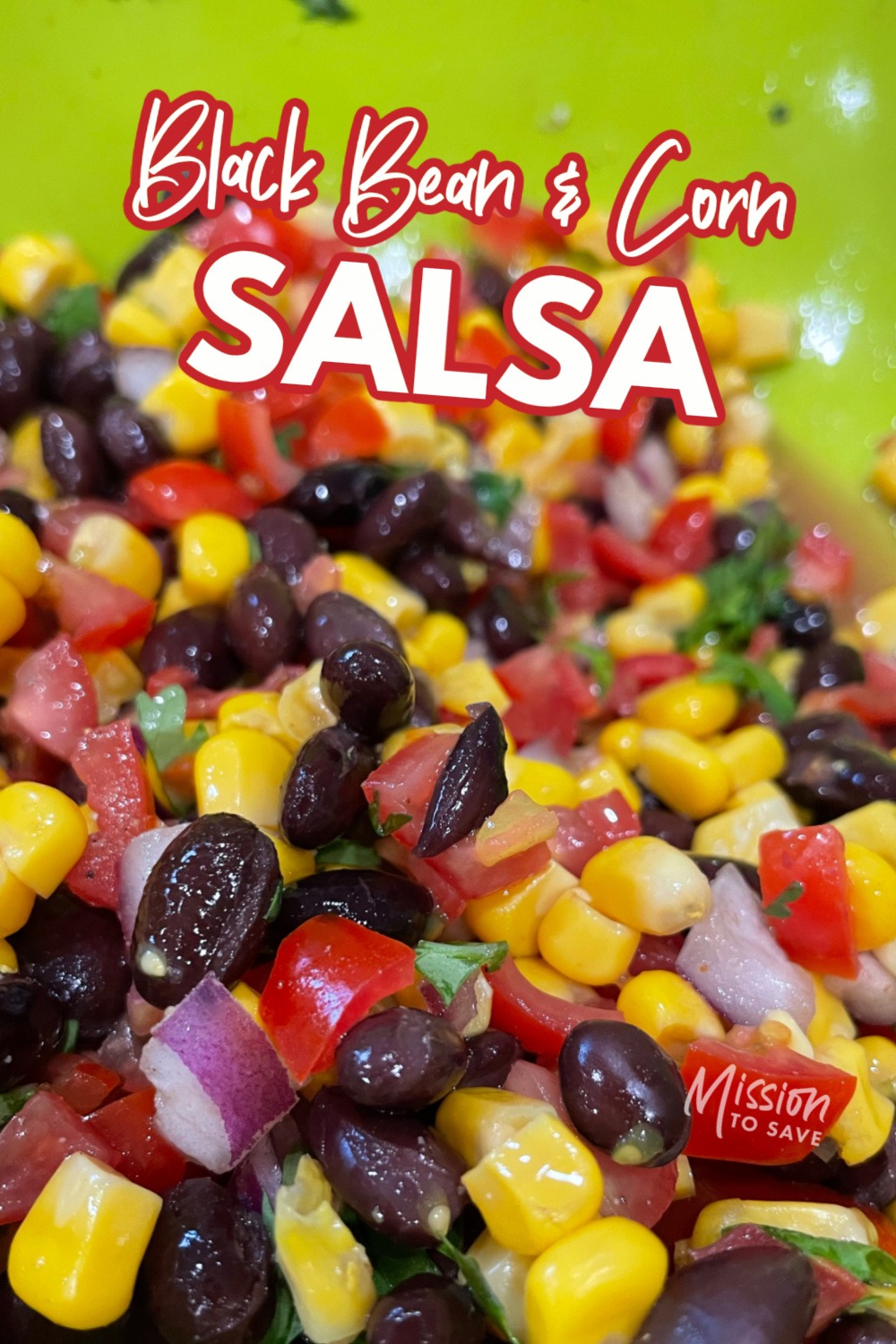bowl of fresh black bean and corn salsa