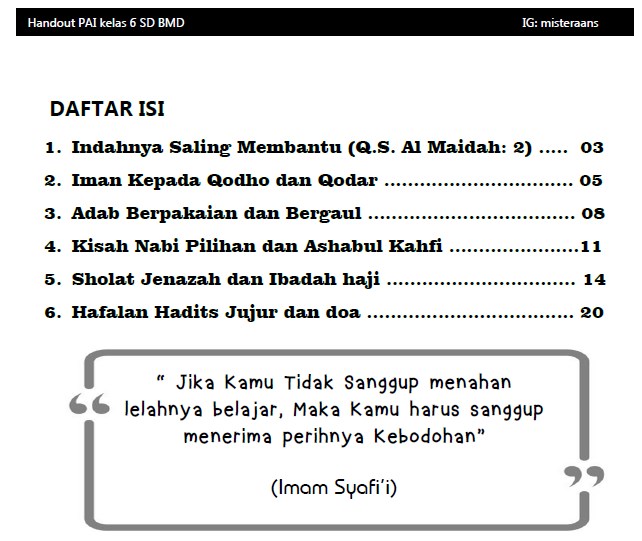 Buku ini merupakan buku siswa yang dipersiapkan pemerintah dalam rangka implementasi kurikulum 2013. Ringkasan Materi Pai Kelas 6 Kurikulum 2013