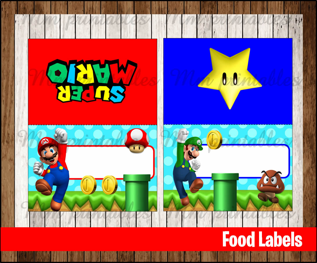 80 OFF SALE Mario Bros Food Tent Cards instant download