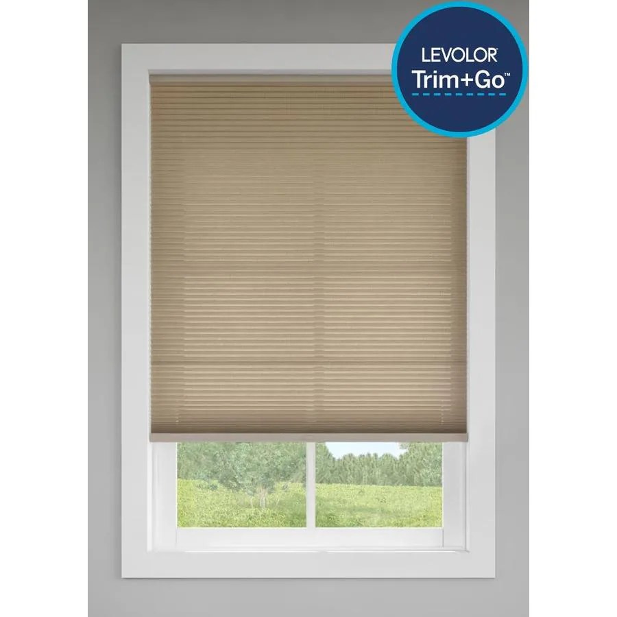 Add fabric to drop cloth curtains. LEVOLOR Toffee Light Filtering Cordless Polycotton