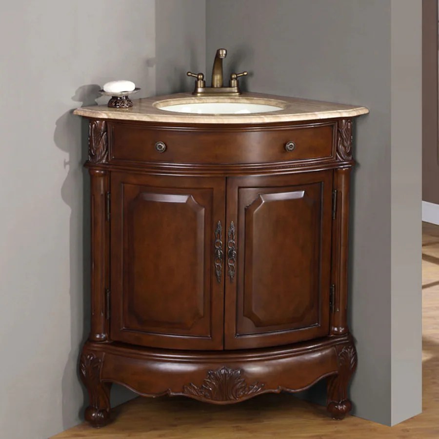 Cherry bathroom vanities are made of a premium hardwood valued for its rich luster, appealing grain, and natural glow. silkroad exclusive hannah cherrywood single sink vanity with travertine top common 32 in x 22 5 in